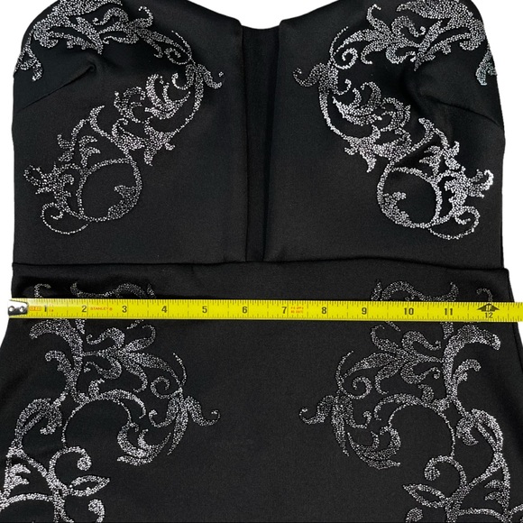 G by Guess NWT size small black strapless mini dress with silver swirl designs - Picture 8 of 11